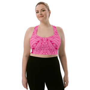 Gorgeous pink art deco print on our signature sports bra.