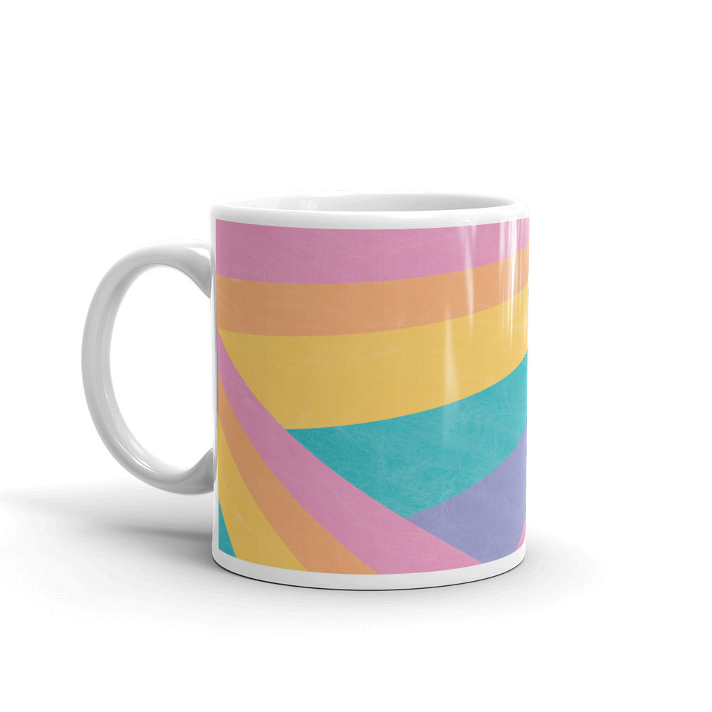 rainbow color blocking with the empowering saying "I can do hard things" on this coffee mug