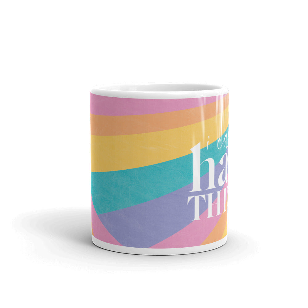 rainbow color blocking with the empowering saying "I can do hard things" on this coffee mug