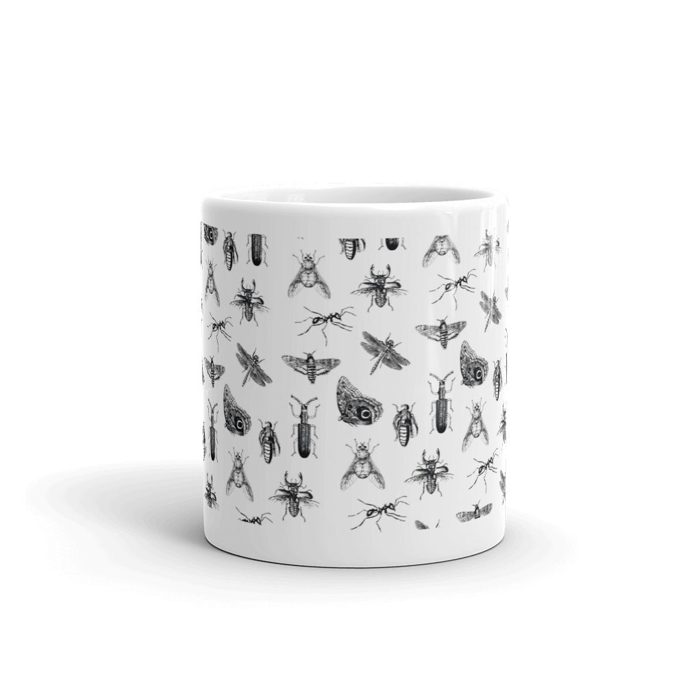 11 0z ceramic mug adorned with vintage bug illustrations