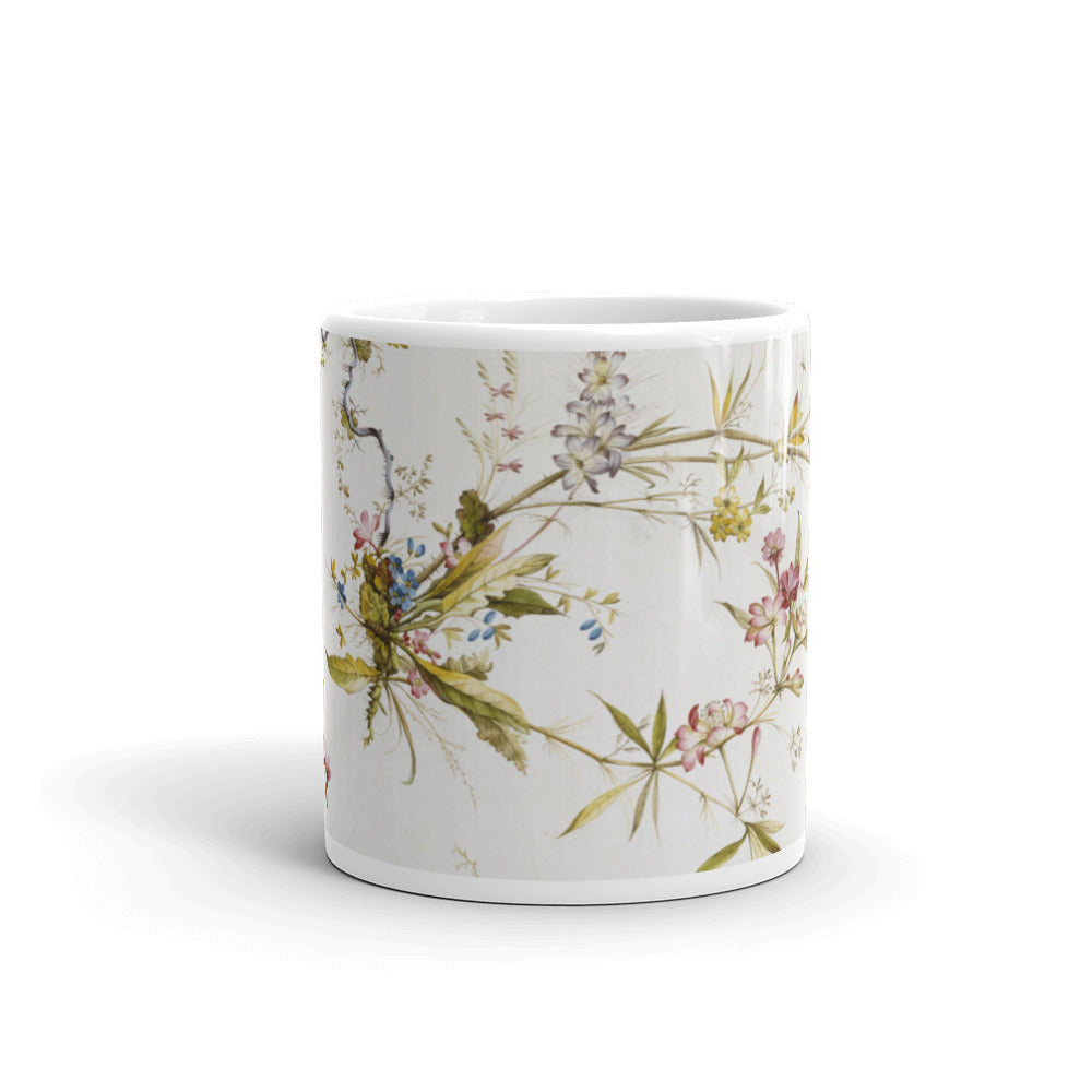 11 oz ceramic mug with vintage floral imagery