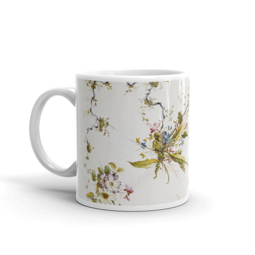 11 oz ceramic mug with vintage floral imagery