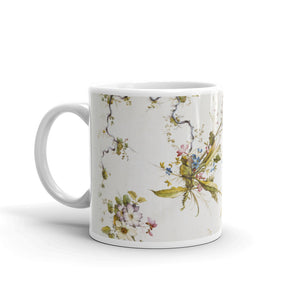 11 oz ceramic mug with vintage floral imagery