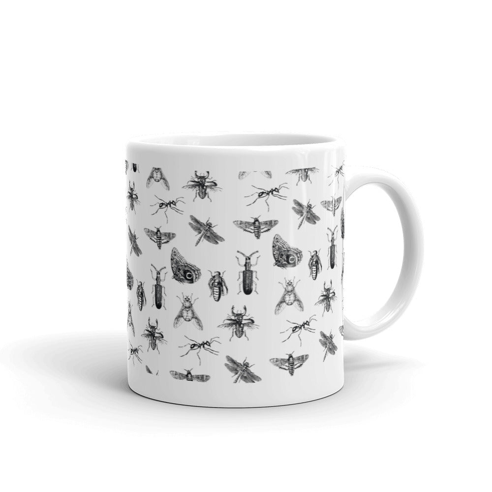 11 0z ceramic mug adorned with vintage bug illustrations