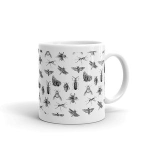 11 0z ceramic mug adorned with vintage bug illustrations