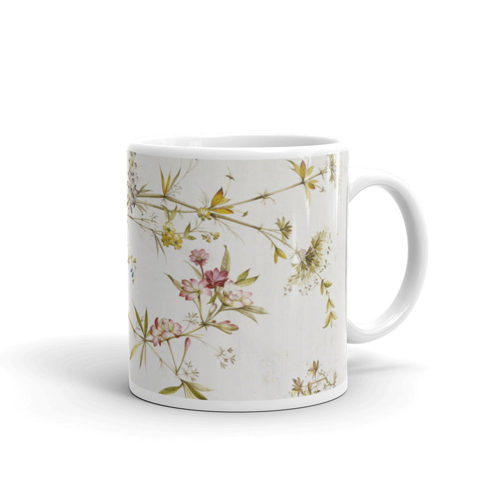 11 oz ceramic mug with vintage floral imagery